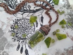 Moldavite bottle necklace