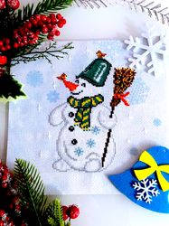 CHRISTMAS SNOWMAN cross stitch pattern PDF by CrossStitchingForFun Instant download, Winter cross stitch pattern PDF