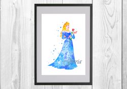 Princess Aurora Disney Art Print Digital Files nursery room watercolor
