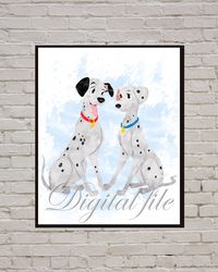 One Hundred And One Dalmatians Disney Art Print Digital Files nursery room watercolor