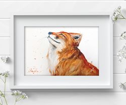 Watercolor original sleeping fox painting 8x11 inches original art by Anne Gorywine