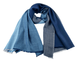 Blue and Gray Reversible Wool and Acrylic Blend Scarf