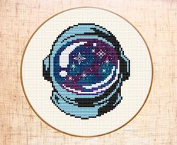 Astronaut cross stitch pattern Space cross stitch Galaxy Kids room cross stitch Stars Spaceman Helmet