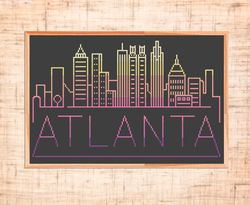 Atlanta cross stitch pattern Modern cross stitch Georgia state USA cross stitch City Skyline xstitch for beginners PDF