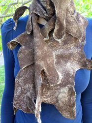 Handmade wool wetfelting scarf Dwarven Bronze