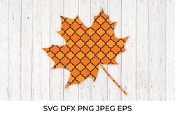 Fall maple leaf made of arabesque tile SVG. Autumn decorations