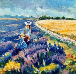 Lavender Fields Painting Oil Flowers Original Art Floral Artwork Canvas Art