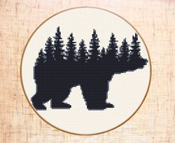 Bear cross stitch pattern Woodland animal cross stitch Forest Scandinavian xstitch Nordic cross stitch Wild