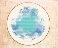 Blue watercolor cross stitch pattern Modern cross stitch PDF Customizable xstitch Sea cross stitch Ocean nursery DIY
