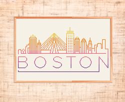 Boston cross stitch pattern Modern cross stitch Massachusetts state USA cross stitch City Skyline xstitch for beginners