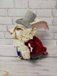 White rabbit from Alice in Wonderland, Christmas gift for rabbit lovers, made to order