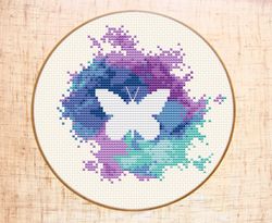 Butterfly cross stitch pattern Modern cross stitch Watercolor xstitch Insect counted cross stitch Baby girl Embroidery