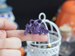 Halloween dollhouse miniature crochet bat micro crochet toy creepy cute gift tiny bat collectibles miniatures