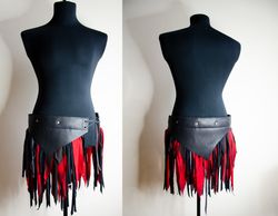 Red Barbarian Skirt for LARP costume or fantasy cosplay. DND warrior garb. Viking dress. Mad Max style. Postapocalypse