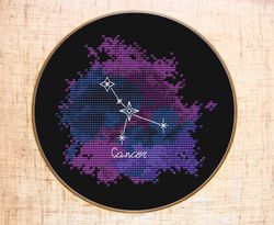 Cancer Cross stitch pattern Constellation Zodiac cross stitch Galaxy Star cross stitch Celestial cross stitch Space