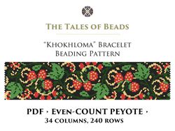 Peyote Beaded Bracelet Pattern Khokhloma / Peyote Stitch Seed Bead Patterns Cuff Bracelet