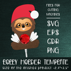 Sloth in Santa Hat | Christmas Lollipop Holder Template