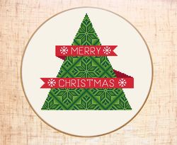 Christmas cross stitch pattern PDF geometric cross stitch Xmas gift diy Christmas tree cross stitch