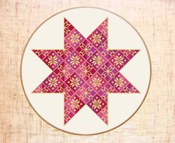 Christmas ornament cross stitch pattern PDF Geometric cross stitch Scandi Star cross stitch Modern embroidery pattern