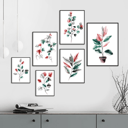 Botanical Print Set, House Plant Prints, Watercolor Prints, Living Room Wall Art, Watercolor Print, Wall Art Decor