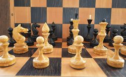 Classic wooden Soviet chess pieces 1960s - Old chessmen set USSR vintage