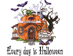 Gnome, house, pumpkin, ghost - Every day is Halloween