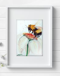 Watercolor new original bee bumblebee new painting by Anne Gorywine