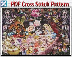 Alice In Wonderland Cross Stitch Pattern / Cheshire Cat PDF Cross Stitch Chart / Counted Disney Cross Stitch Pattern