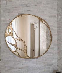 Asymmetrical mirror brass frame Irregular mirror home decor Aesthetic mirror Designer mirror