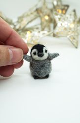 Tiny needle felted penguin, baby penguin