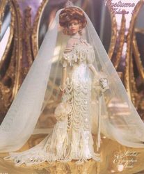 PDF Vintage Crochet Pattern / Crochet dress for Barbie dolls 11-1 / 2" / Wedding Dress