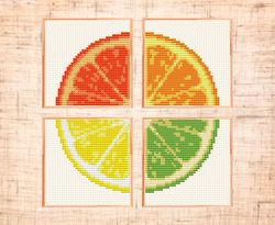Citrus cross stitch pattern PDF cross stitch Lemon Lime cross stitch Kitchen decor DIY Orange cross stitch