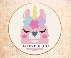 Cute cross stitch pattern Baby girl nursery cross stitch Llamacorn Llama cross stitch Unicorn Funny cross stitch