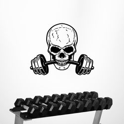 Skull And Barbell Workout Bodybuilder Gym Fitness Crossfit Coach Sport Muscles Wall Sticker Vinyl Decal Mural Art Decor