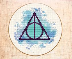 Deathly Hallows cross stitch pattern Harry Potter cross stitch Watercolor cross stitch