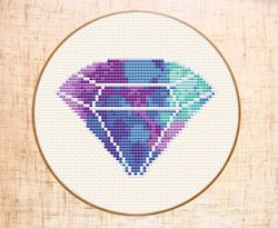 Diamond cross stitch pattern Modern cross stitch PDF Crystal embroidery Birthstone cross stitch Gemstone Amethyst