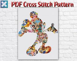 Mickey Mouse Cross Stitch Pattern / Large Disney Cross Stitch Pattern / Cartoon Cross Stitch Pattern / Instant PDF Chart