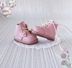 Paola Reina pink boots, Doll Shoes with shoelaces, Genuine Leather Doll footwear, Shoes for Paola Reina, Dolls outfit