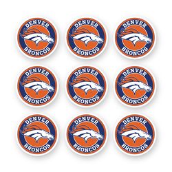 Denver Broncos Logo Emblem Sticker Set of 9 by 2 inches NFL Team Die Cut Vinyl Decals Car Window Case