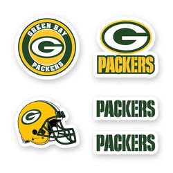 Green Bay Packers Sticker Set of 5 by 3 inches Die Cut Vinyl Decal NFL Football Team Car Window Laptop Case Wall