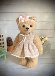 Teddy bear Lucy/teddy handmade/alpaca toy/mohair teddy bear/teddy bear cute/teddy girl/little bear/handmade toy/alpaca