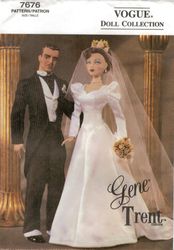 PDF Copy Vogue 7676  Gene and Trent Wedding Circa 1940Patterns Clothes for Dolls 15 1\2 inch and Fashion Dolls