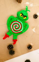 Crochet Pattern Grinch Christmas Coaster
