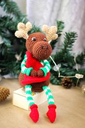Crochet Christmas Elk Pattern Moose