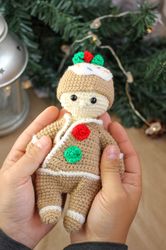 Crochet Gingerbread Man Pattern English Amigurumi Christmas Toy DIY