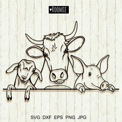 Farm animals svg for Cricut, Cow pig goat svg, farmhouse sign, Digital printable design, Cut file Cameo Silhouette Vinyl