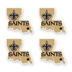 New Orleans Saints State Emblem Sticker Set of 4 by 3 inches Die Cut Vinyl Decals Car Window Case Laptop