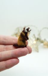 Tiny needle felted ferret, miniaure animal