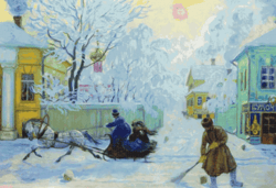 Cross Stitch Pattern | Frosty Day | Boris Kustodiev 1913 | 6 Sizes | PDF Counted Vintage Highly Detailed Stitch