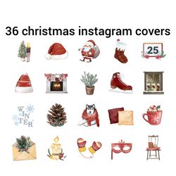 36 christmas icons for your beautiful instagram. Winter instagram icons. Digital download.